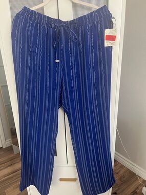Soho Apparel Blue Striped Drawstring Pants
